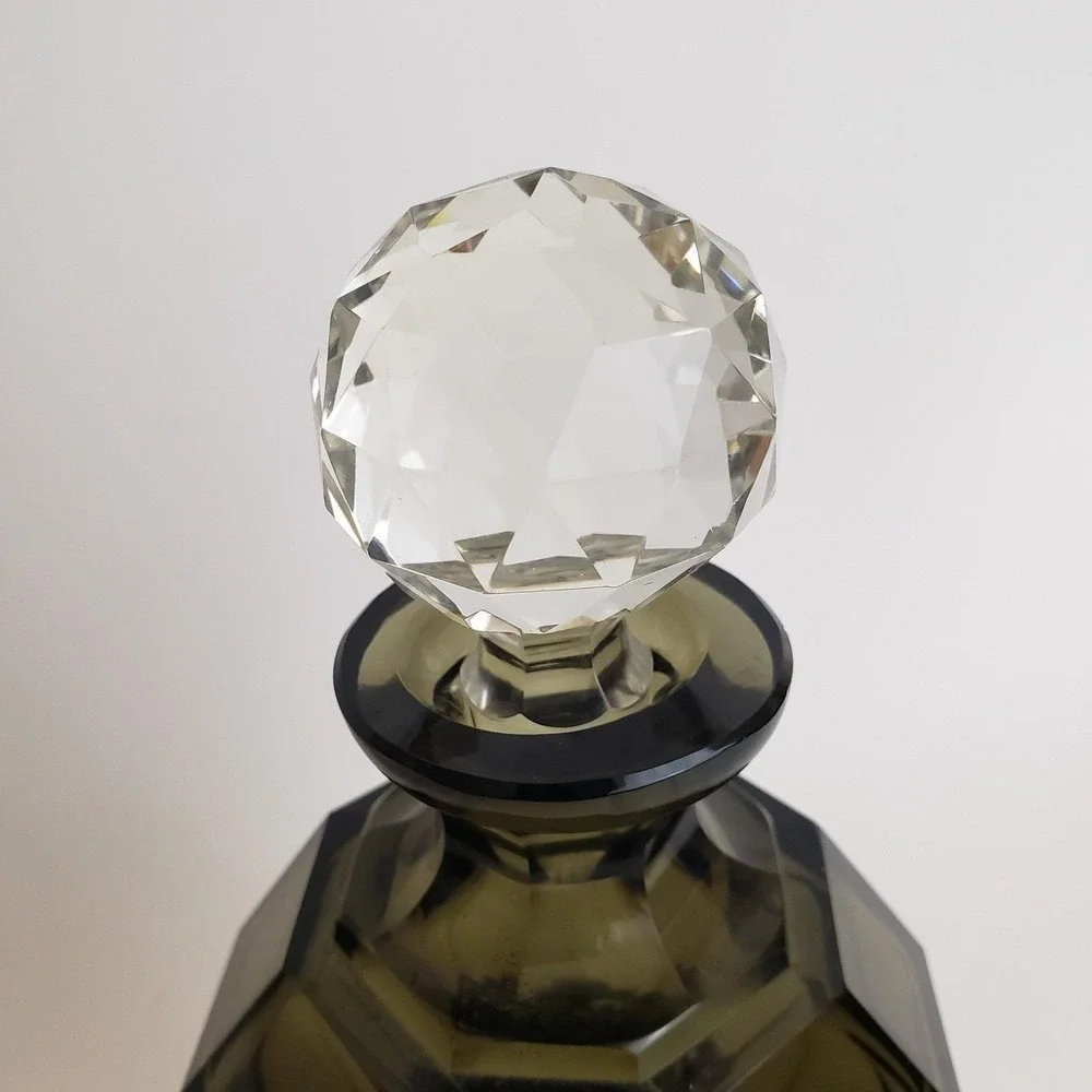 VTG BW Van Eldik Green Glass & Sterling Silver‎ Decanter. Netherlands. 126g 925